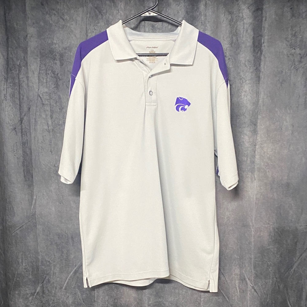 Kansas State Wildcat Pro Edge Gray and Purple Polo Shirt